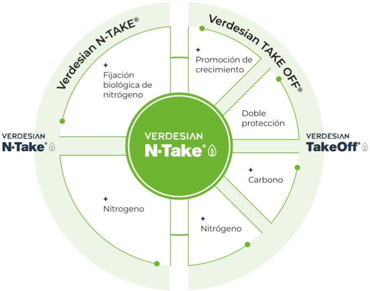 Sistema integral de fijación biológica, promoción de crecimiento y bioprotección de N-Take